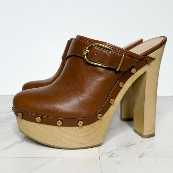 Veronica Beard Alek Brown Heeled Clog 8 1/2 M - Picture 1 of 15